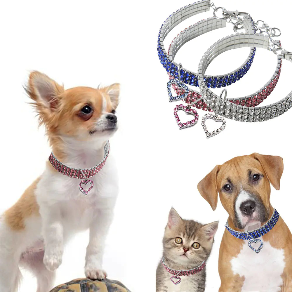 Heart-Shaped Sparkling Pet Necklace for Your Friend