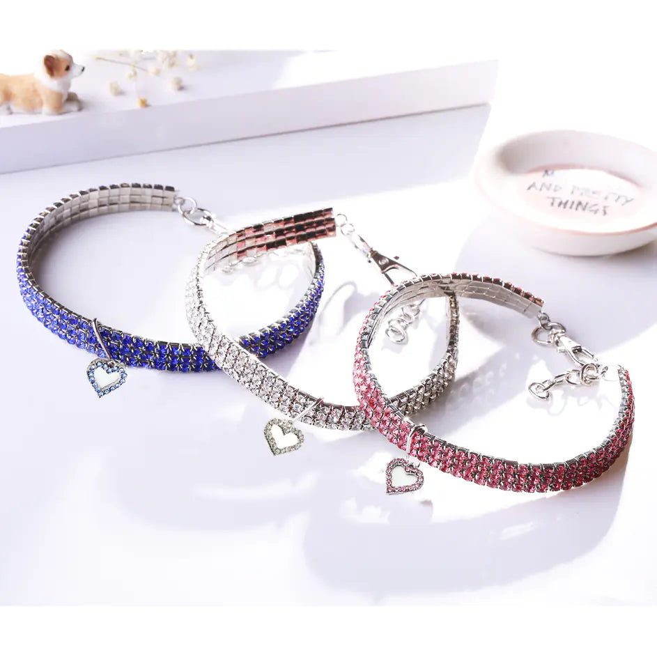 Heart-Shaped Sparkling Pet Necklace for Your Friend