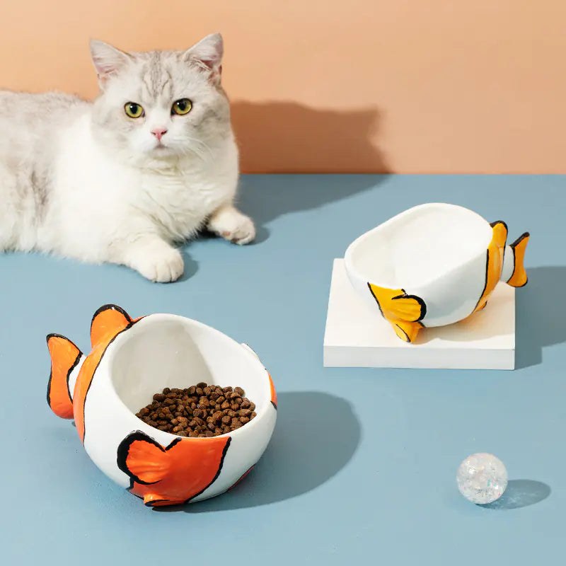 Ergonomic Protecting Ceramic Cat Bowl