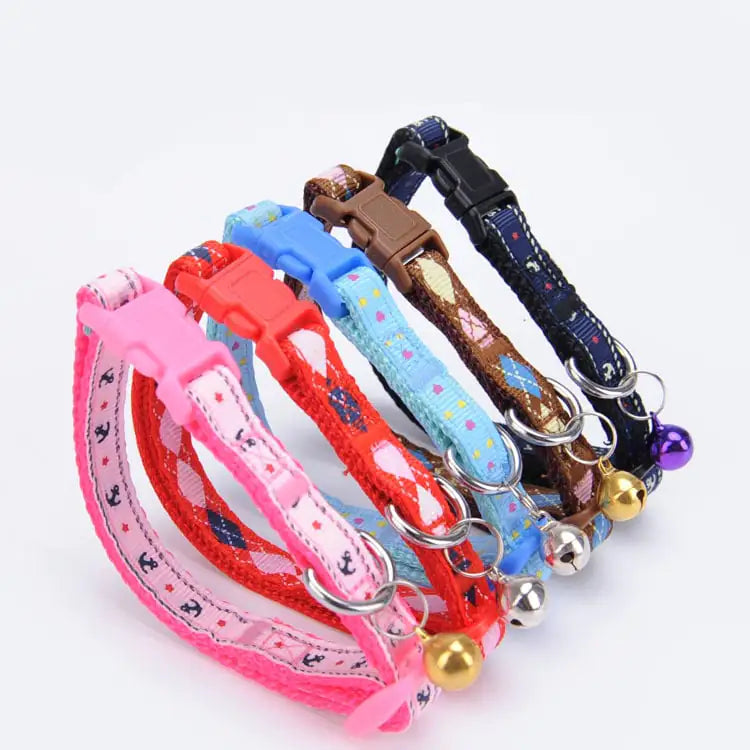 Fashion Print Dog Collar set with Bell and Patch Design