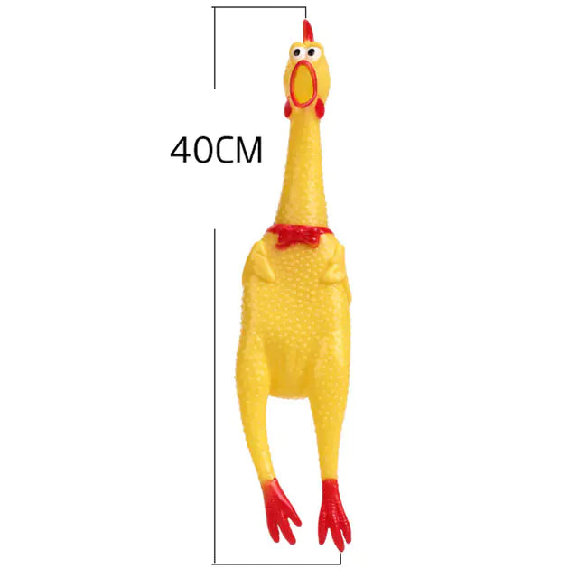 Durable Squeaky Chicken Dog Chew Toy in Yellow Rubber