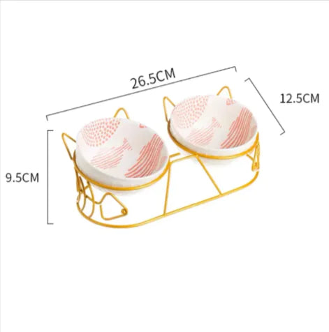 Tall Ceramic Double Cat Bowl-Top Pick!!