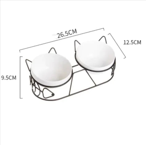 Tall Ceramic Double Cat Bowl-Top Pick!!
