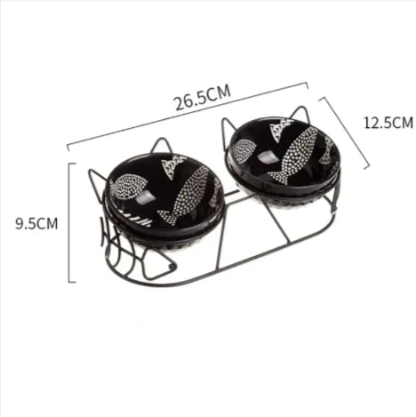 Tall Ceramic Double Cat Bowl-Top Pick!!