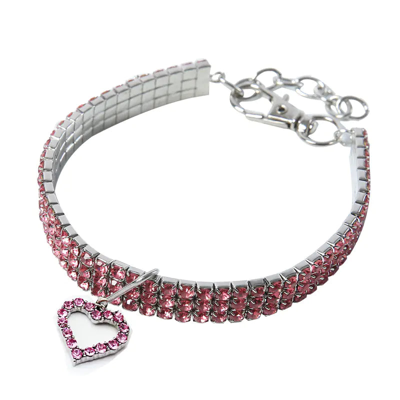 Heart-Shaped Sparkling Pet Necklace for Your Friend