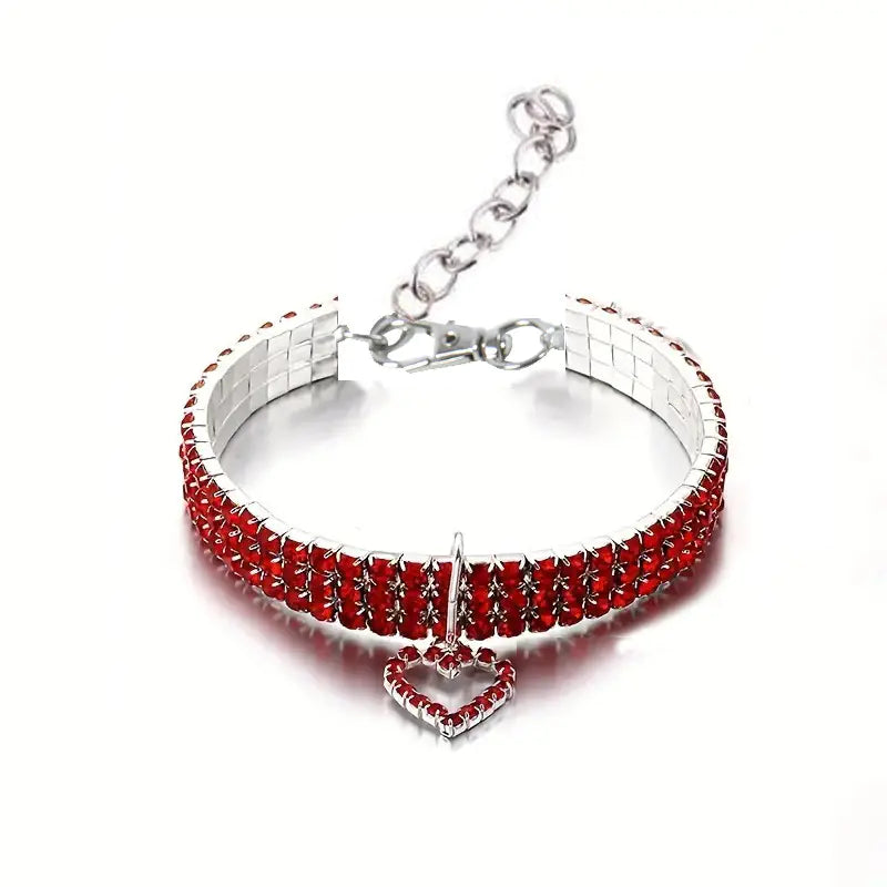 Heart-Shaped Sparkling Pet Necklace for Your Friend