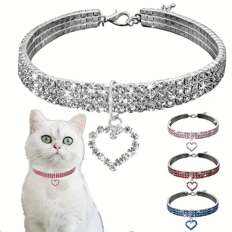 Heart-Shaped Sparkling Pet Necklace for Your Friend