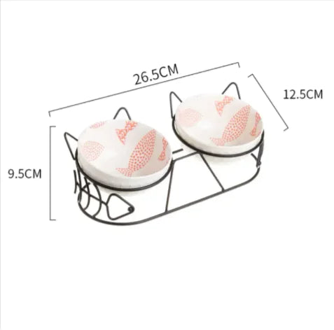 Tall Ceramic Double Cat Bowl-Top Pick!!