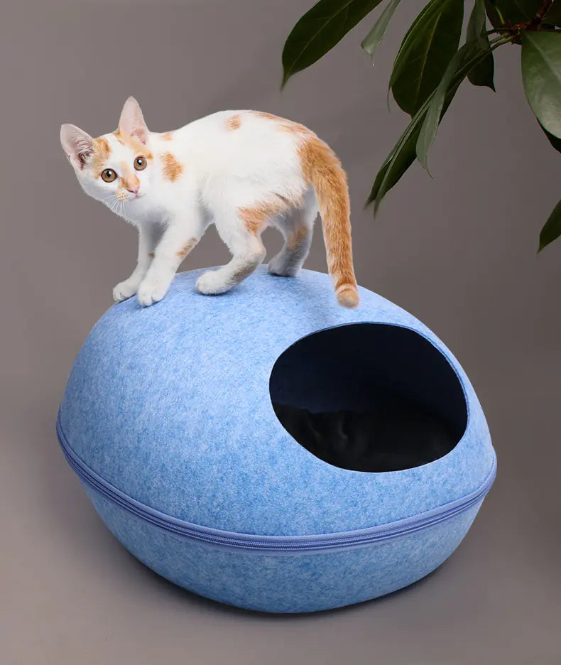 Washable Felt Cat Cave with Semi-Closed Design