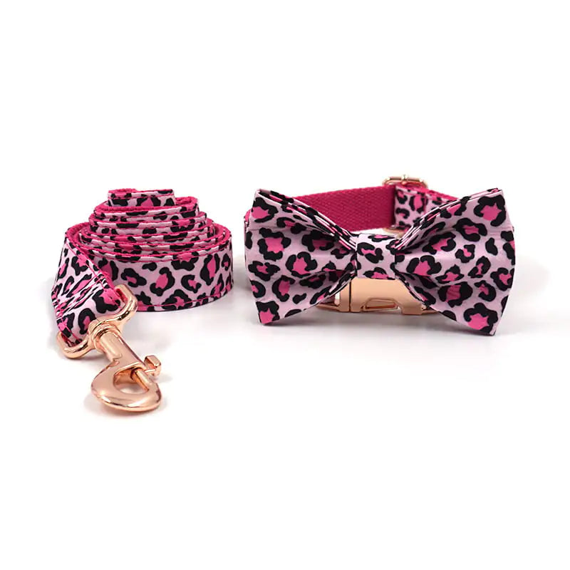 Leopard Print Rose Gold Pet Collar and Leash Set-Top Pick!!