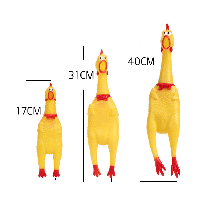 Durable Squeaky Chicken Dog Chew Toy in Yellow Rubber