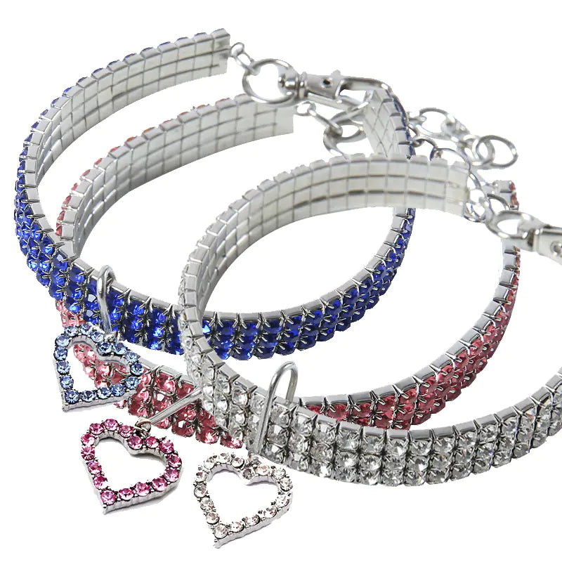 Heart-Shaped Sparkling Pet Necklace for Your Friend