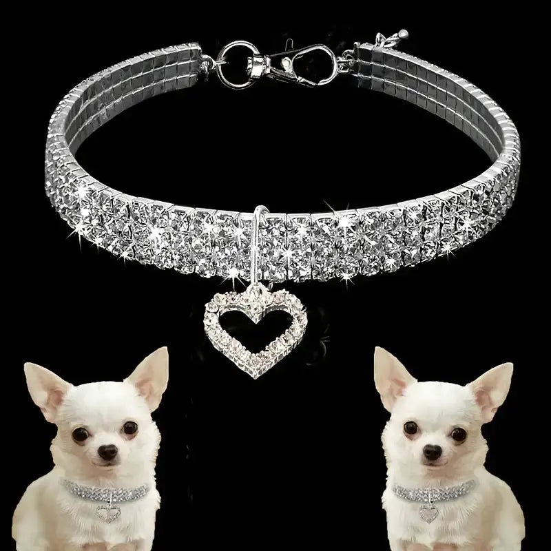 Heart-Shaped Sparkling Pet Necklace for Your Friend