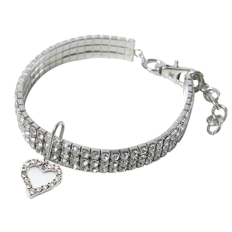 Heart-Shaped Sparkling Pet Necklace for Your Friend