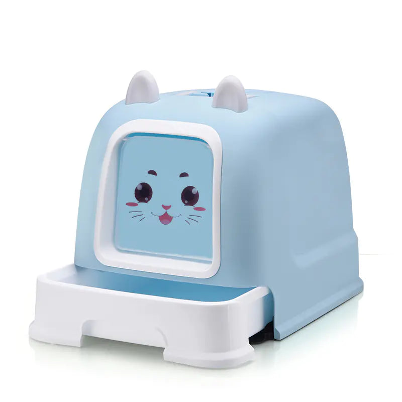 Enclosed Cat Litter Box with Drawer and Large Space