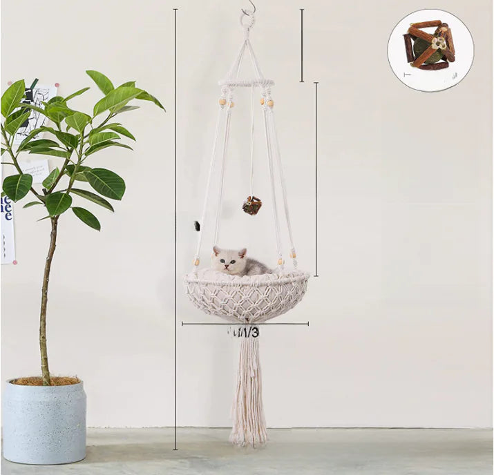 Handwoven Cat Hammock with Hanging Kit for Indoor Decor-Top Pick!!