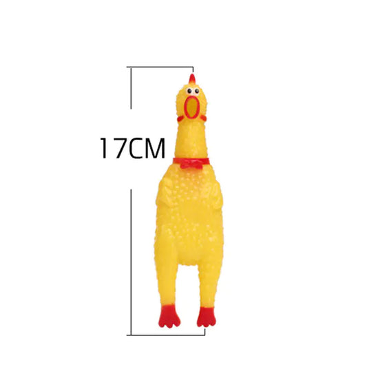 Durable Squeaky Chicken Dog Chew Toy in Yellow Rubber