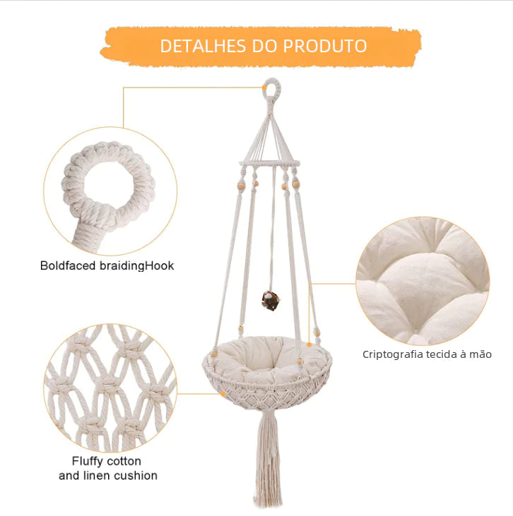 Handwoven Cat Hammock with Hanging Kit for Indoor Decor-Top Pick!!