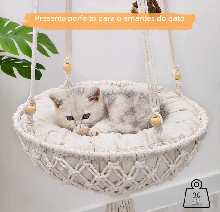 Handwoven Cat Hammock with Hanging Kit for Indoor Decor-Top Pick!!