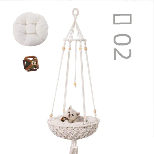 Handwoven Cat Hammock with Hanging Kit for Indoor Decor-Top Pick!!