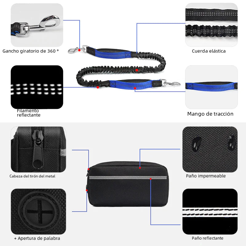 Hands Free Pet Running Waist Bag with Leash